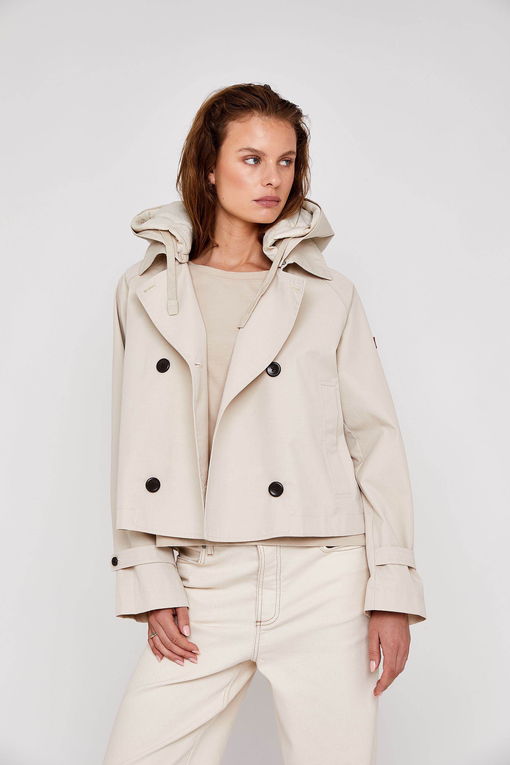 ジャケット・アウター CLANE OVER SHORT TRENCH COAT Short Trench coat men,double-breasted youth jacket